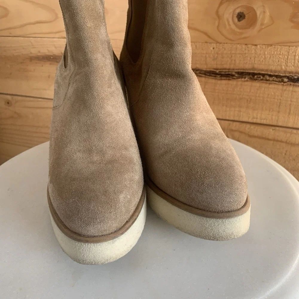 Anthropology Renatta Women's Suede‎ Wedge Chelsea Boots Sz7.5(38) made In Spain